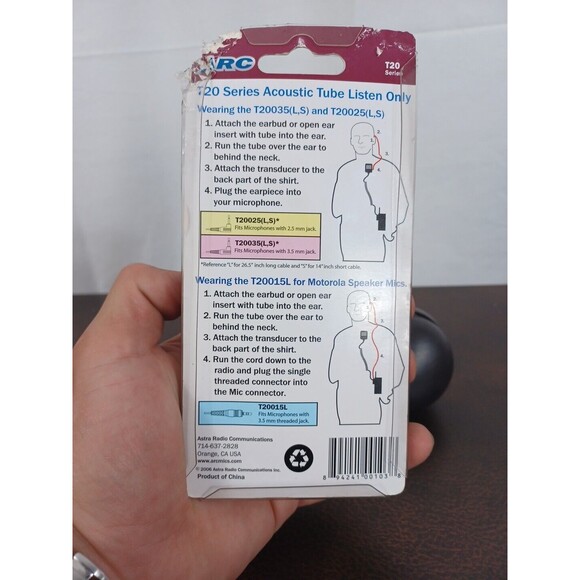 ARC T20 2.5mm Surveillance Listen Only Earpiece with Acoustic Tube (14-Inches) - Picture 5 of 6